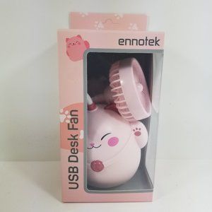 Pink Cat Ennotek USB Desk Fan pen/pencil holder Great gift for coworkers